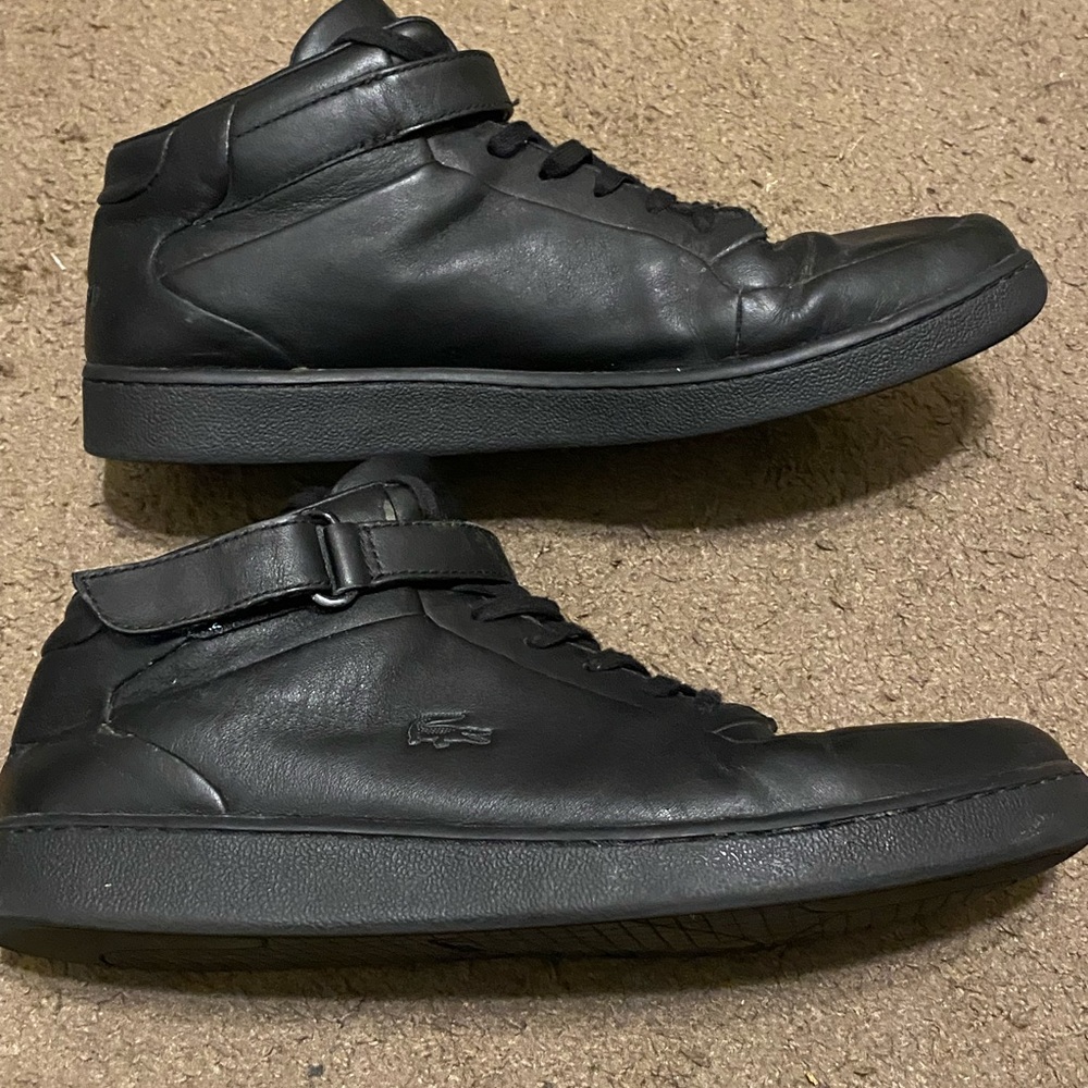 Mens Lacoste Turbo 316 1 Cam Black Leather Fashion Sneakers Size 13